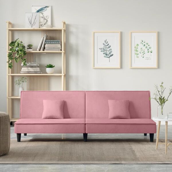 vidaXL Sofa-lova, rožinės spalvos, aksomas