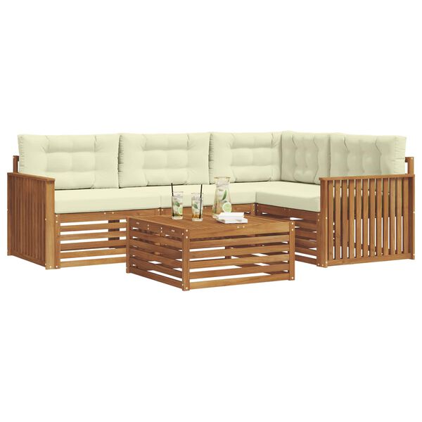vidaXL Lauko sofos komplektas su pagalve 5 pcs Natūralus ir grietinėlė
