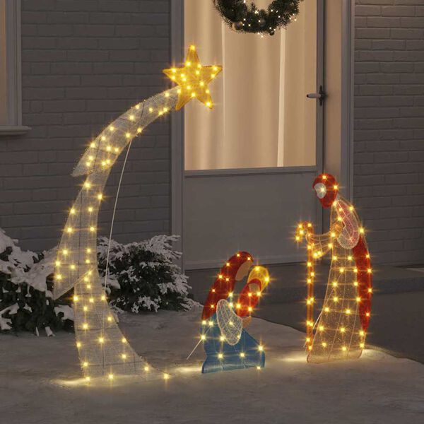 vidaXL Kūčių Scena &Scaron;ilta balta 149 x32 x 127.5 cm Poliesteris