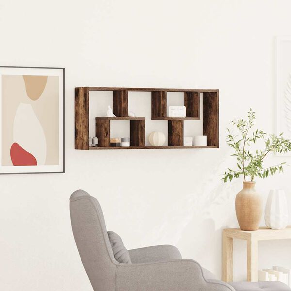 vidaXL Sieninė lentyna, dūminio ąžuolo, 36x16x90cm, apdirbta mediena