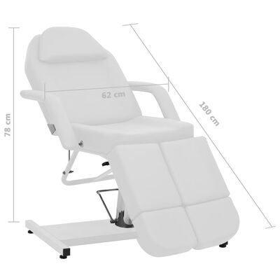 vidaXL Kosmetologinė kėdė, baltos spalvos, 180x62x78cm, dirbtinė oda