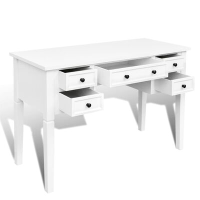 Baltas rašomasis stalas su 5 stalčiais