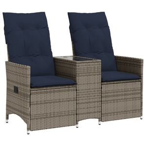 vidaXL Atlo&scaron;iama sodo sofa, 2 vietų, su staliuku, pilka, polirotangas