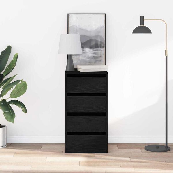 vidaXL Stalčių spintelė Juoda 40 x 41 x 76 cm Apdirbta mediena