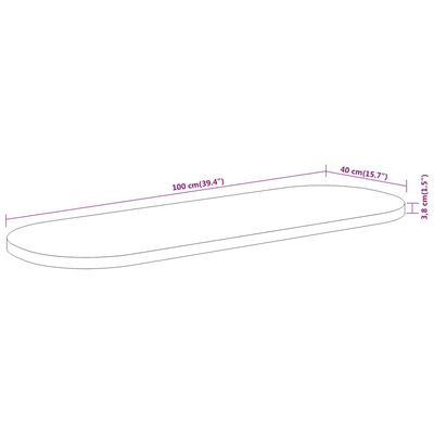 vidaXL Stalviršis, 100x40x3,8cm, akacijos masyvas, ovalo formos