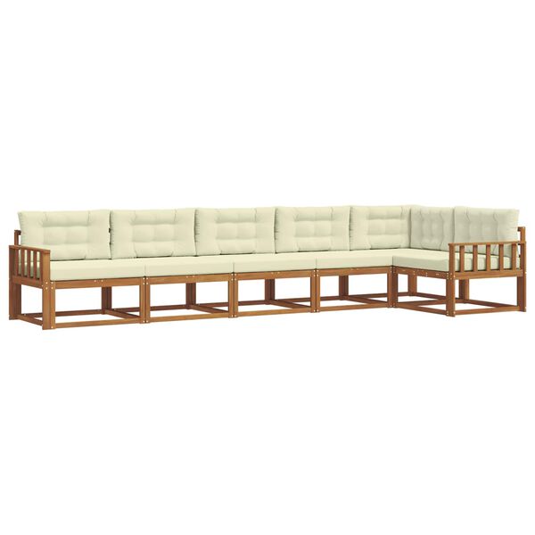 vidaXL Lauko sofos komplektas su pagalve 6 pcs Natūralus ir grietinėlė