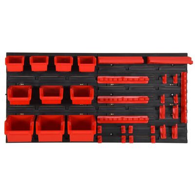 vidaXL Dirbtuvių lentynos, 35vnt., raudonos ir juodos, 77x39cm, PP