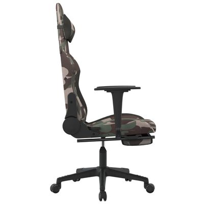 vidaXL Masažinė žaidimų kėdė su pakoja, juoda ir kamufliažinė, audinys