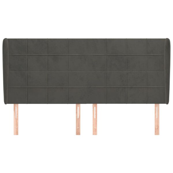 vidaXL Galvūgalis su auselėmis, pilkas, 203x23x118/128cm, aksomas