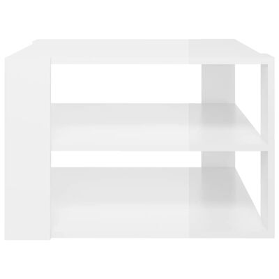 vidaXL Kavos staliukas, baltas, 60x60x40cm, MDP, labai blizgus