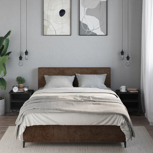 vidaXL Naktinės spintelės, 2vnt., juodos, 40x30x40cm, apdirbta mediena