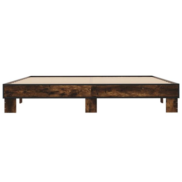 vidaXL Lovos rėmas, dūminio ąžuolo, 180x200cm, mediena ir metalas