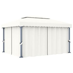 vidaXL Pavėsinė su užuolaidomis, baltos spalvos, 4x3m