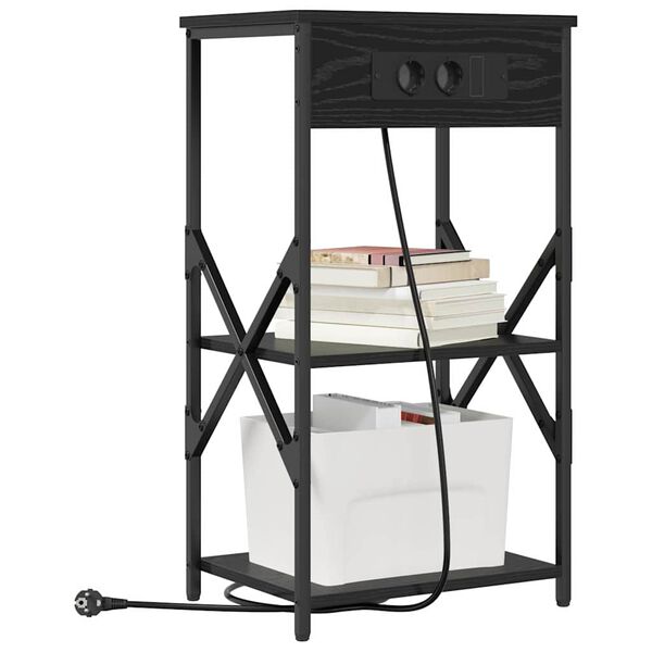 vidaXL &Scaron;alia lovos spintelė su lentyna Juodas ąžuolas 41 x 31 x 76 cm