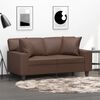 vidaXL Dvivietė sofa su pagalvėmis, ruda, 120cm, dirbtinė oda