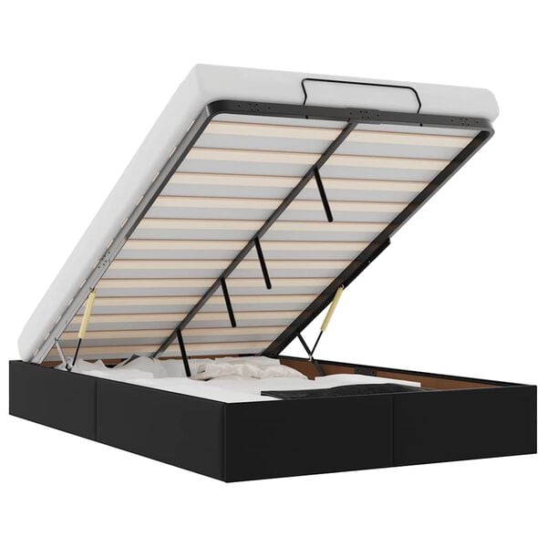 vidaXL Osmanų lovos rėmas be čiužinio, juodas, 120x200cm, dirbt. oda