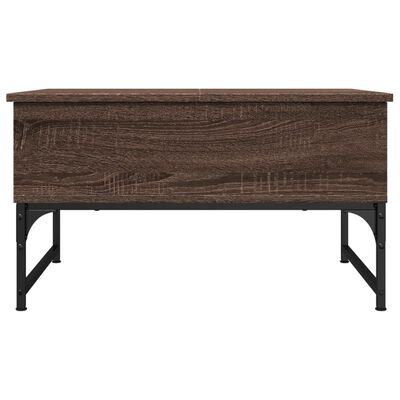 vidaXL Kavos staliukas, rudas ąžuolo, 70x50x40cm, mediena ir metalas