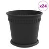 vidaXL Augalų vazonai 24 pcs Juoda &Oslash; 19 x 16 cm Plastmasė