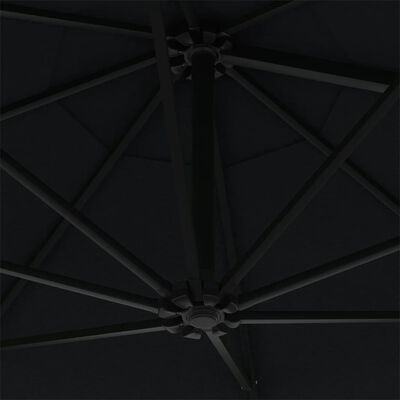 vidaXL Prie sienos montuojamas skėtis su LED/stulpu, juodas, 300cm