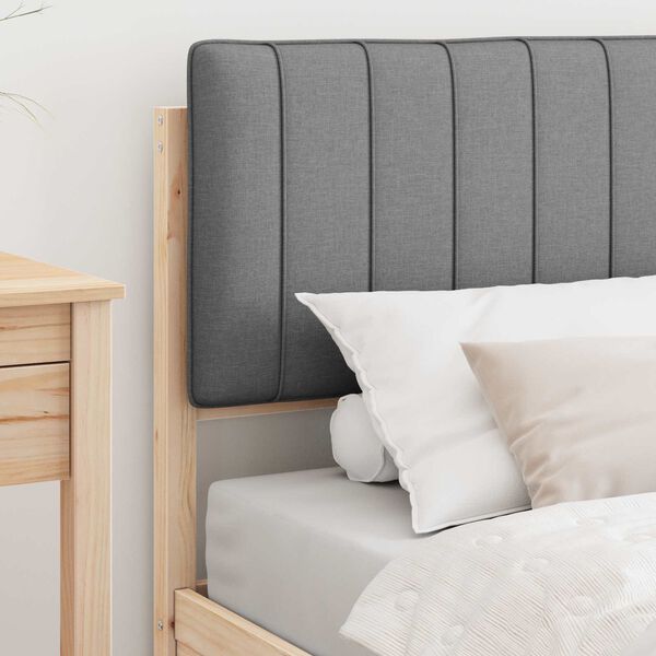 vidaXL Lovo rėmas su apmu&scaron;tu galvūgaliu &Scaron;viesiai pilka 90 x 190 cm