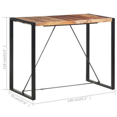 vidaXL Baro stalas, 140x70x110cm, rausvosios dalbergijos masyvas