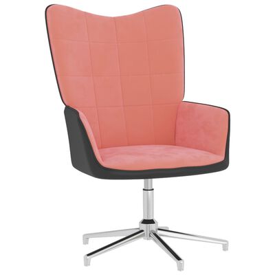 vidaXL Poilsio kėdė su pakoja, rožinės spalvos, aksomas ir PVC