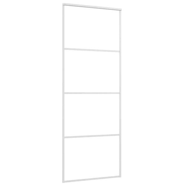 vidaXL Stumdomos durys, baltos, 76x205cm, ESG stiklas ir aliuminis