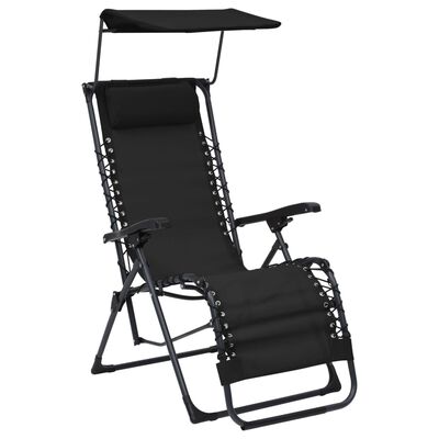 vidaXL Sulankstoma terasos kėdė, juodos spalvos, tekstilenas