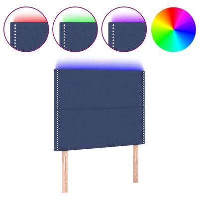 vidaXL Galvūgalis su LED, mėlynos spalvos, 90x5x118/128cm, audinys