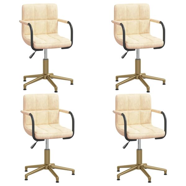 vidaXL Pasukamos valgomojo kėdės, 4vnt., kreminės spalvos, aksomas