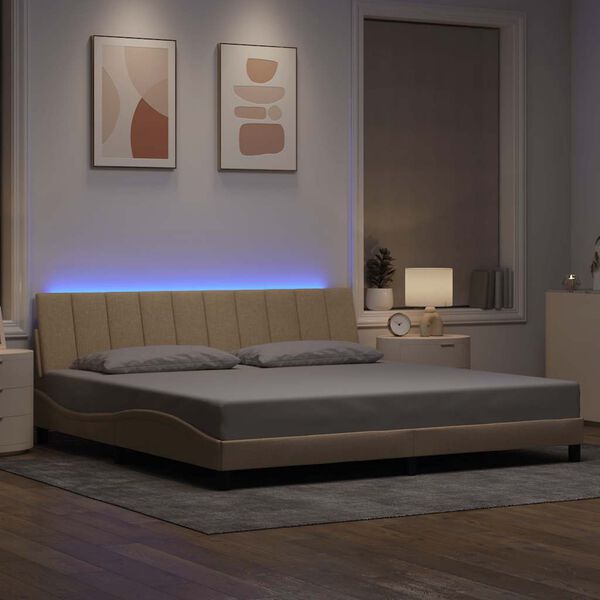 vidaXL Lovos rėmas be čiužinio, Hanko, kreminės spalvos, 200x200cm, audinys