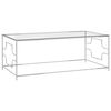 vidaXL Kavos staliukas, sidabrinis, 120x60x45cm, plienas ir stiklas