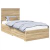 vidaXL Lovos rėmas su stalčių Sonamos ąžuolo ir sidabro 75 x 190 cm