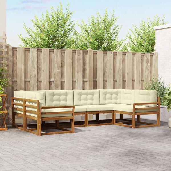 vidaXL Lauko sofos komplektas su pagalve 6 pcs Natūralus ir grietinėlė