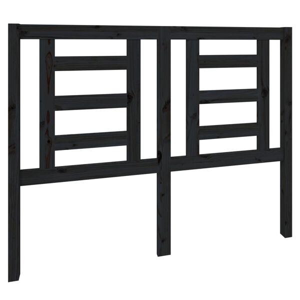 vidaXL Lovos galvūgalis, juodas, 126x4x100cm, pu&scaron;ies medienos masyvas