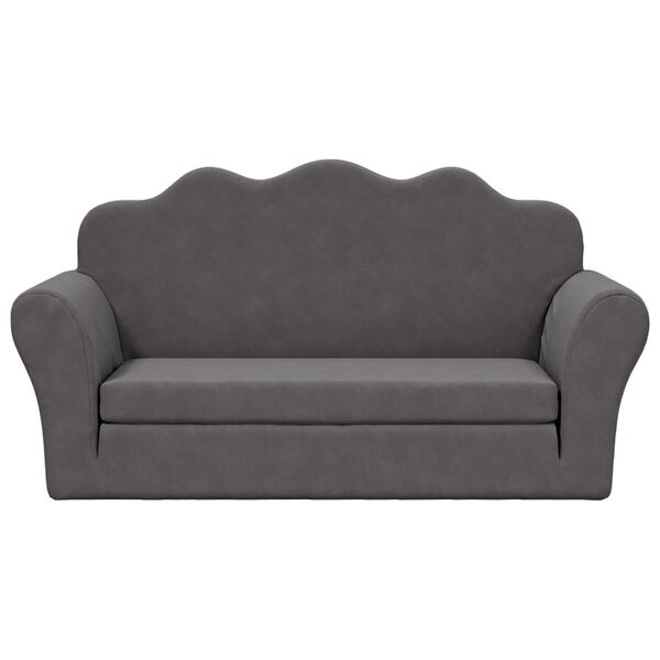 vidaXL Dvivietė vaiki&scaron;ka sofa-lova, antracito, mink&scaron;tas pliu&scaron;as