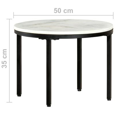 vidaXL Kavos staliukas, baltas ir juodas, tikras marmuras