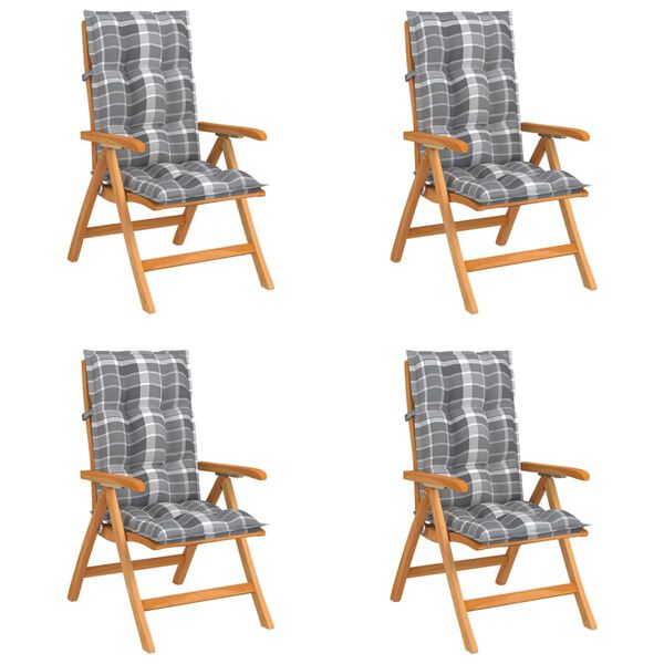 vidaXL Atlo&scaron;iamos sodo kėdės su pagalvėlėmis, 4vnt., tikmedžio masyvas