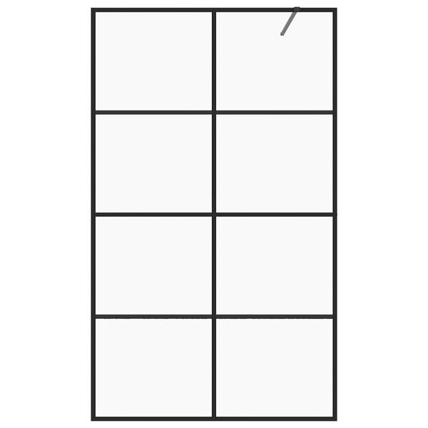 vidaXL Dušo sienelė su skaidriu ESG stiklu, juodos spalvos, 115x195cm