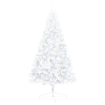 vidaXL Dirbtinė pusinė Kalėdų eglutė su stovu, balta, 120cm, PVC