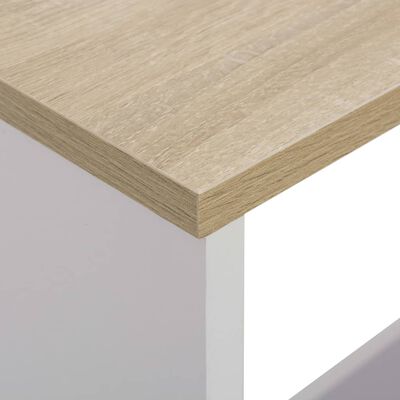 vidaXL Baro stalas su 2 stalviršiais, balta ir ąžuolo, 130x40x120cm