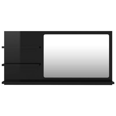 vidaXL Vonios kambario veidrodis, juodas, 90x10,5x45cm, MDP, blizgus