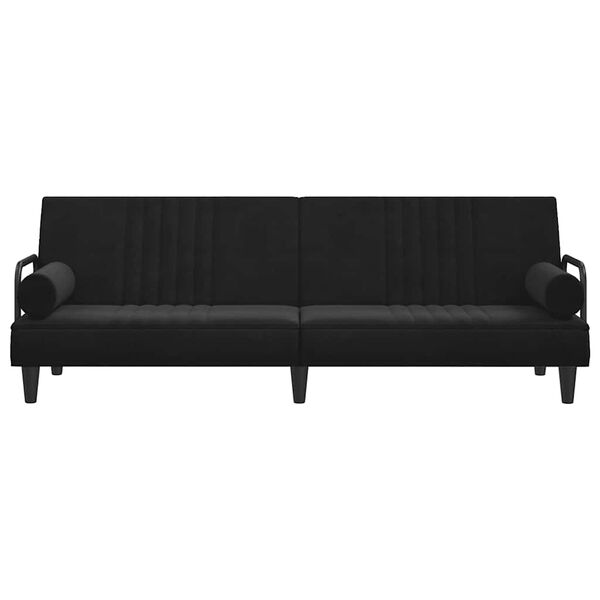 vidaXL Sofa-lova su porankiais, juodos spalvos, aksomas