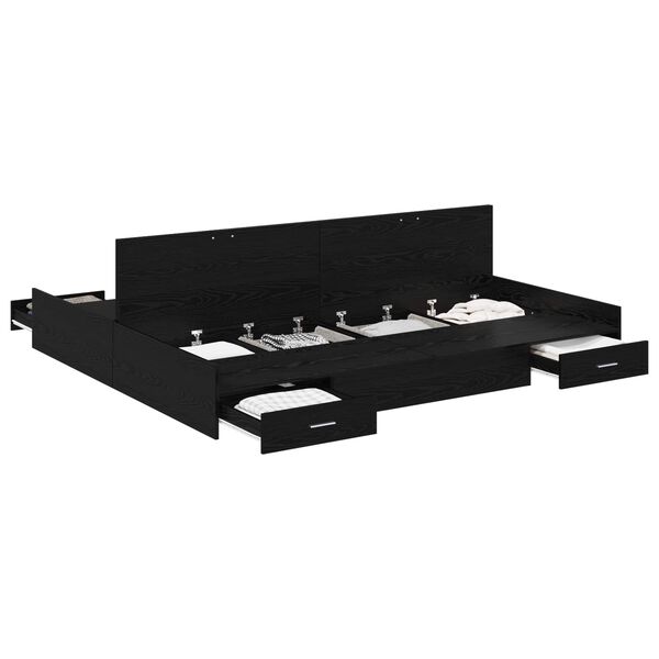 vidaXL Lova su daiktų laikymo vieta Juodas ąžuolas 180 x 200 cm