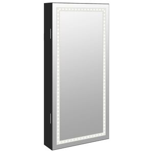 vidaXL Veidrodinė papuo&scaron;alų spintelė su LED ap&scaron;vietimu, juodos spalvos