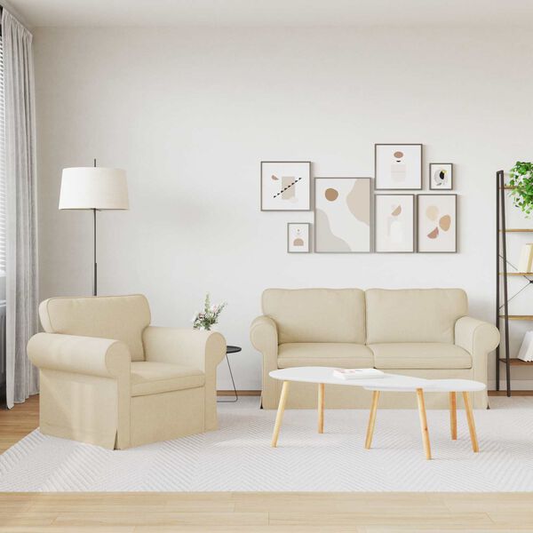 vidaXL Sofa 2 pcs Kreminė 175 x 82 x 80 cm audinys