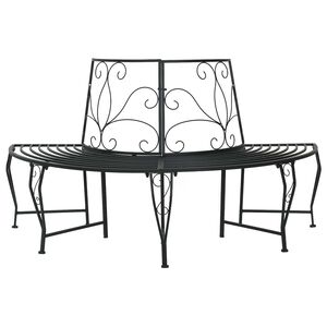 vidaXL Medžio suolelis 4-Vietų skaičius 160 x 80 x 89 cm Plienas Juoda
