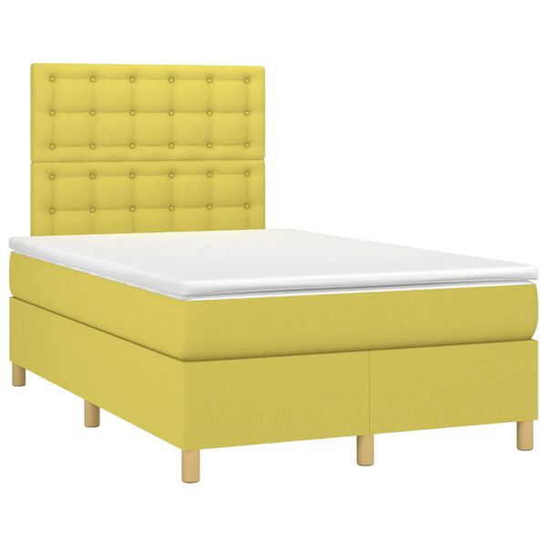 vidaXL Lova su spyruoklėmis/čiužiniu/LED, žalia, 120x200cm, audinys