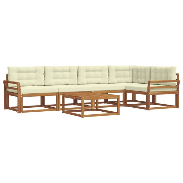 vidaXL Lauko sofos komplektas su pagalve 6 pcs Natūralus ir grietinėlė