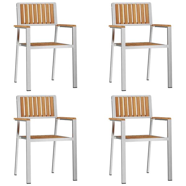 vidaXL Sodo Kėdė 4 pcs Ruda 56 x 54,5 x 87 cm Kieto teka medžio